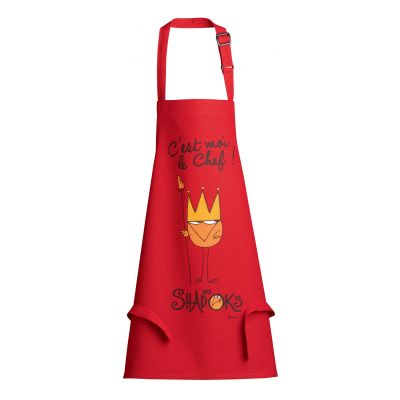 Avental de cozinha infantil Shadok Roi Chef Rouge 52 X 63