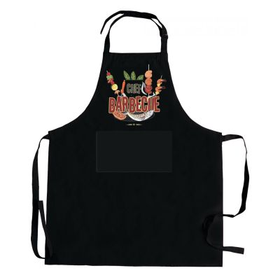 Avental de cozinha para churrasco com bolsa reciclada Noir 72 X 90
